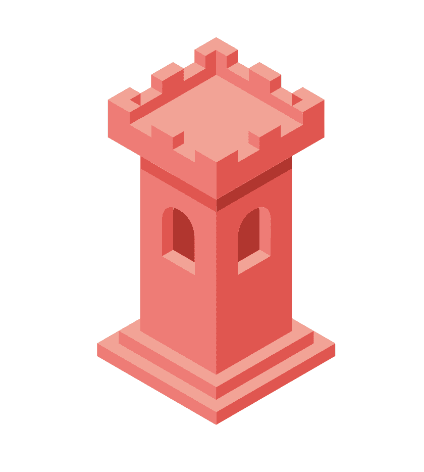 A red illustrated castle done in illustrator